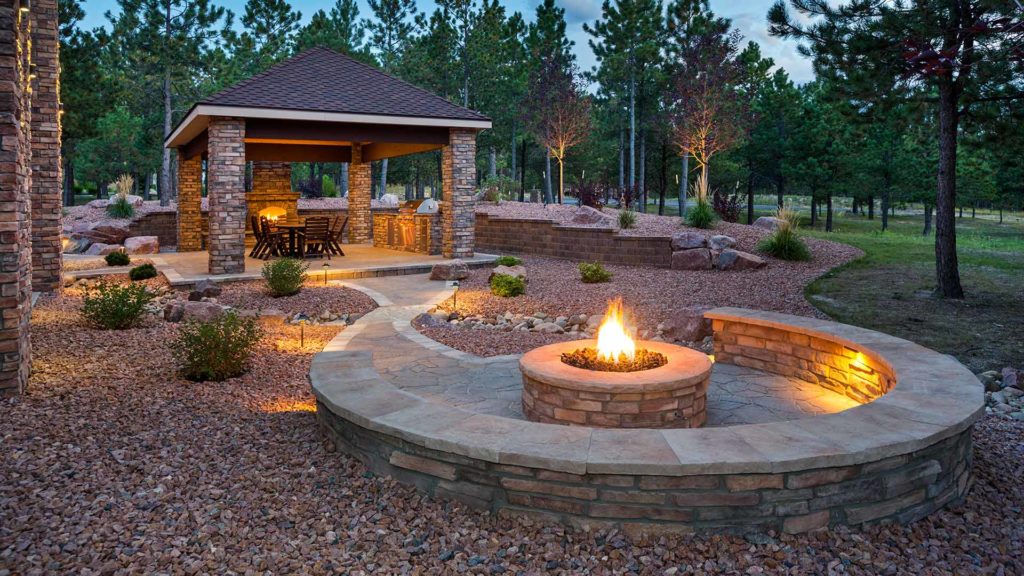 xeriscaping design fire pit in backyard lubbock tx