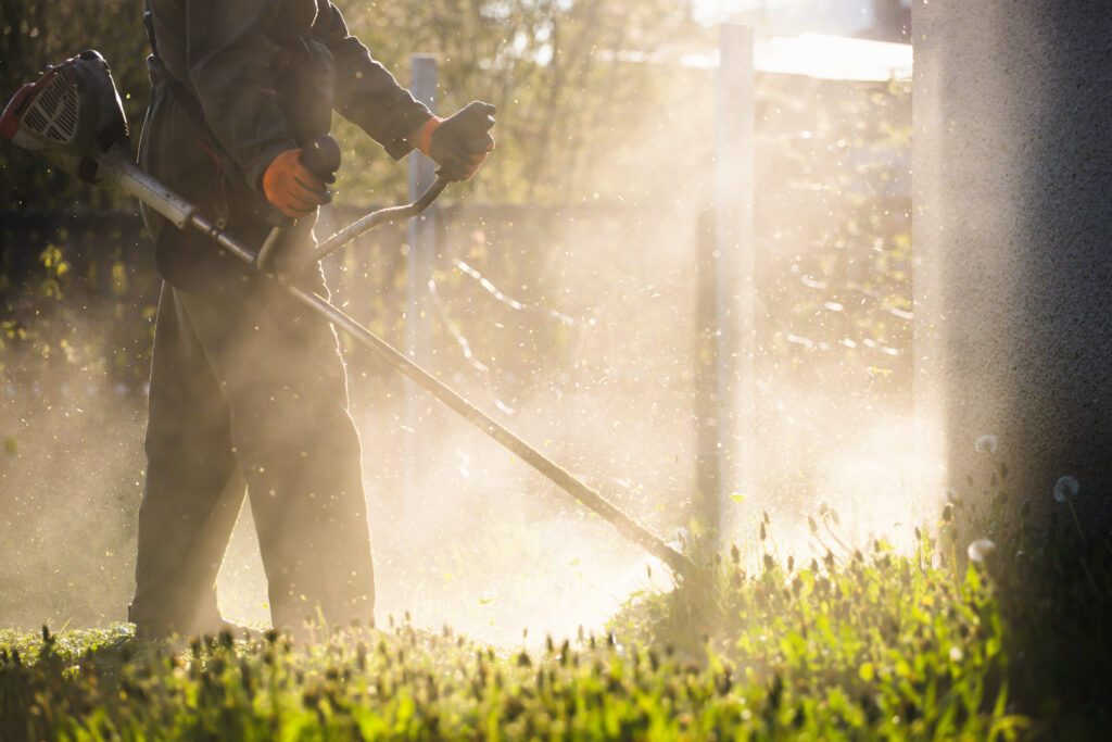 Lawn mover on green grass. Machine for cutting lawns. - How do weed killers work?